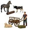 Farmář s vozem, koněm, teletem a jehňátkem - ZooLandia