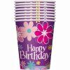 Party kelímky Happy Birthday květy 270 ml 8 ks