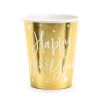 Party kelímky Happy New Year zlaté 220 ml 6 ks