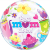 Balónková bublina průhledná Best mum Ever! - motiv čajové party - 56 cm