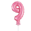 Fóliový balónek malý číslice 9 růžový 13 cm