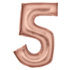 Fóliový balónek satén číslice 5 - rose gold - 86 cm
