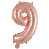 Fóliový balónek číslice 9 - rose gold - 40 cm
